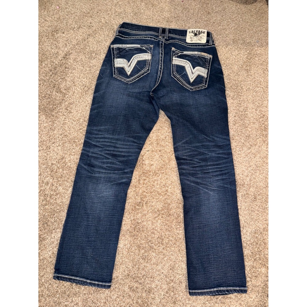 Salvage Supply Co Riot Taper Jeans Mens 34x30 Dark Wash Athletic Fit Denim(657)) - Picture 7 of 8